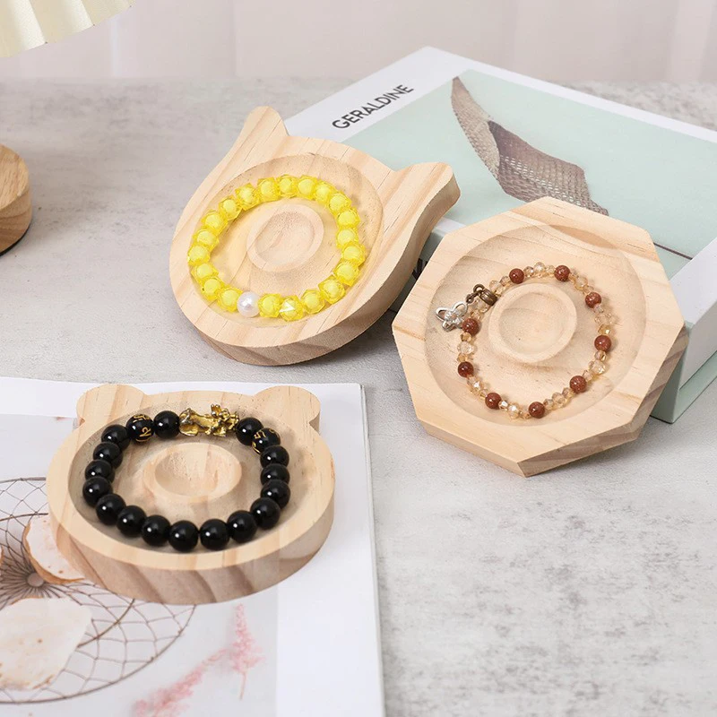 Soporte de exhibición de pulsera con cordón de madera, almacenamiento, placa de cuentas, bandeja, organizador para hacer joyas