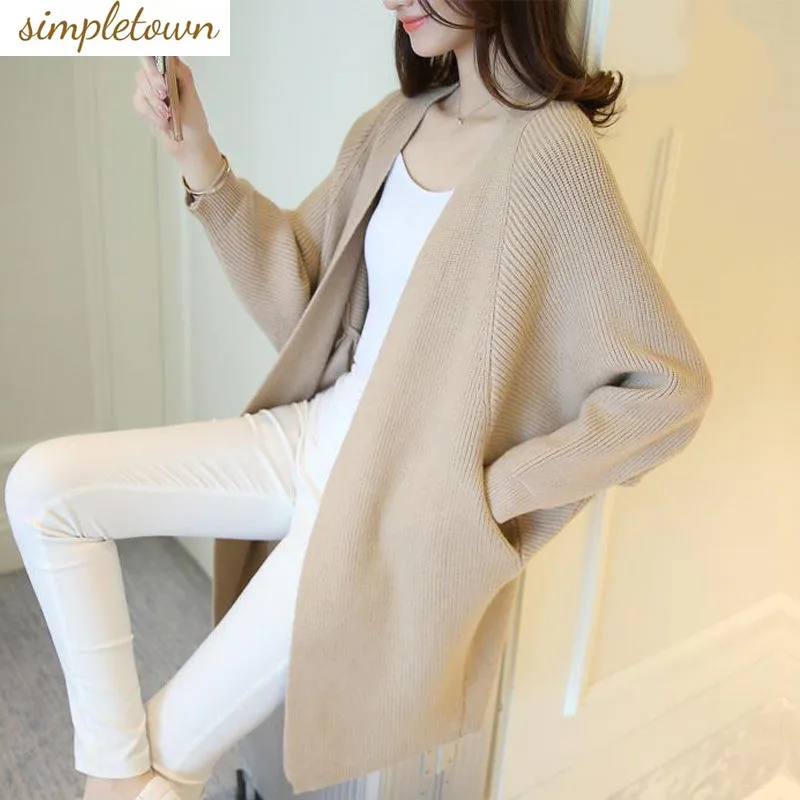 Knitted Cardigan Women's Jacket 2023 Autumn/winter New Loose and Lazy Style Outerwear with Medium Length Knitted Bat Shirt