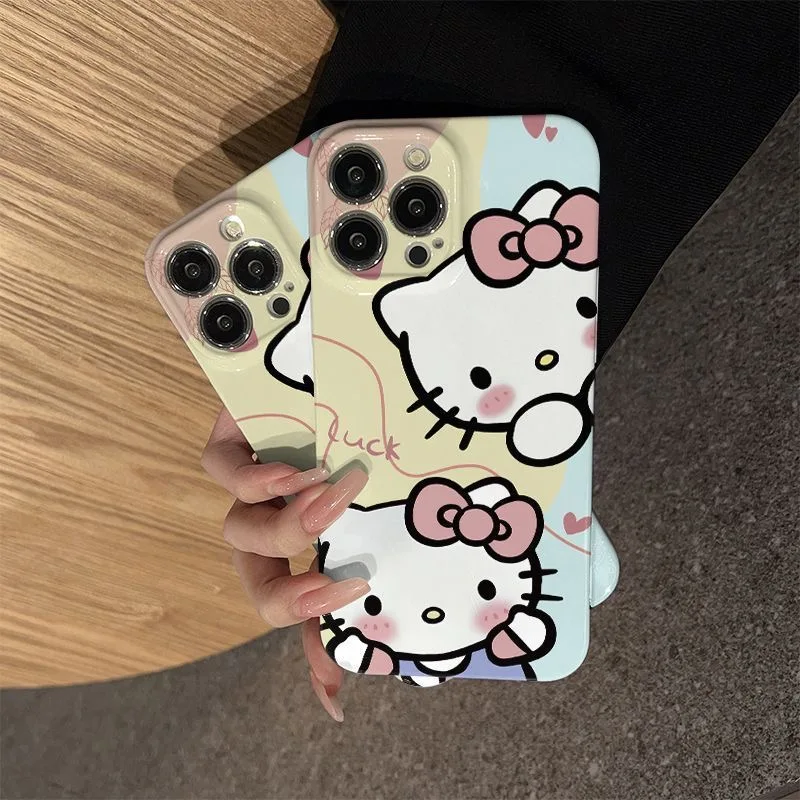 Cute Hellokitty Phone Case For Xiaomi Redmi 9C 9T 10A K30 K40 Note 9 9S 10 11 12 Pro Max 4G 5G Glossy HD Hard PC Cover