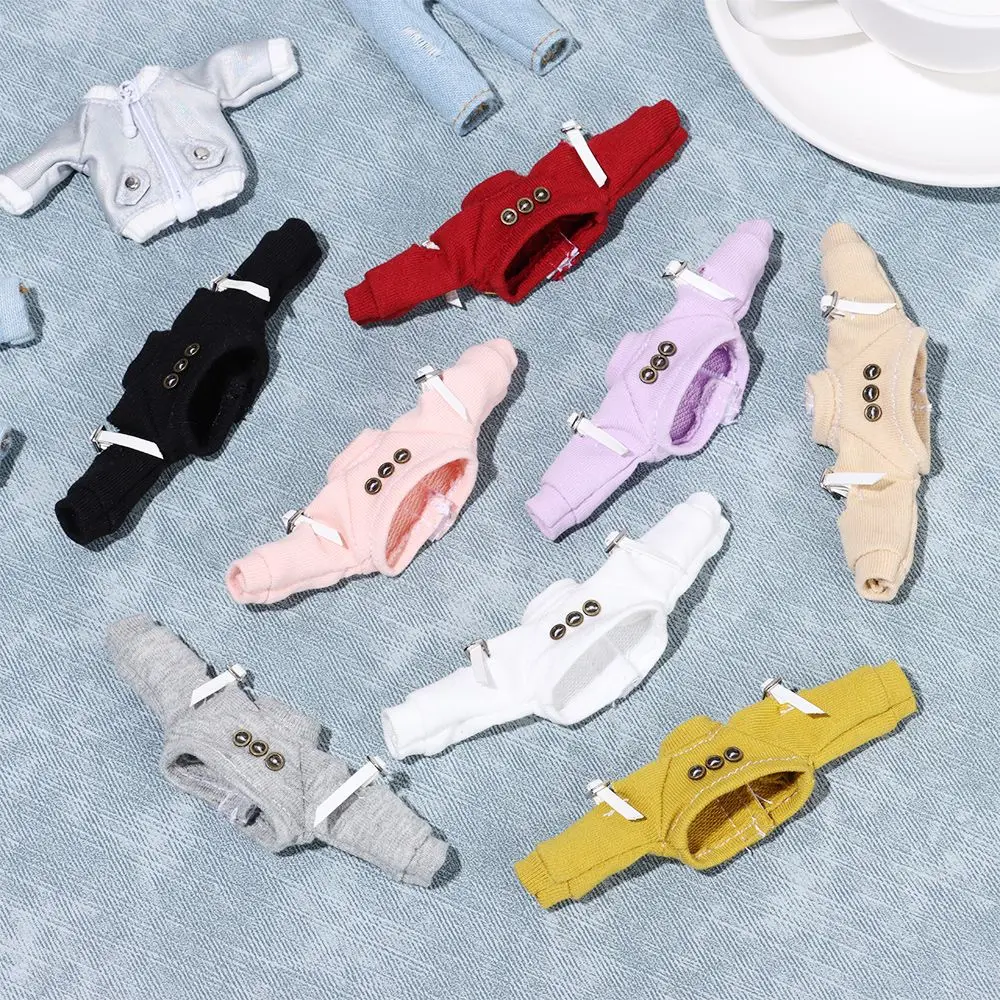 Fantastico regalo per bambole 1/12 Pantaloni strappati alla moda Jeans con cappuccio Giacche in pelle PU