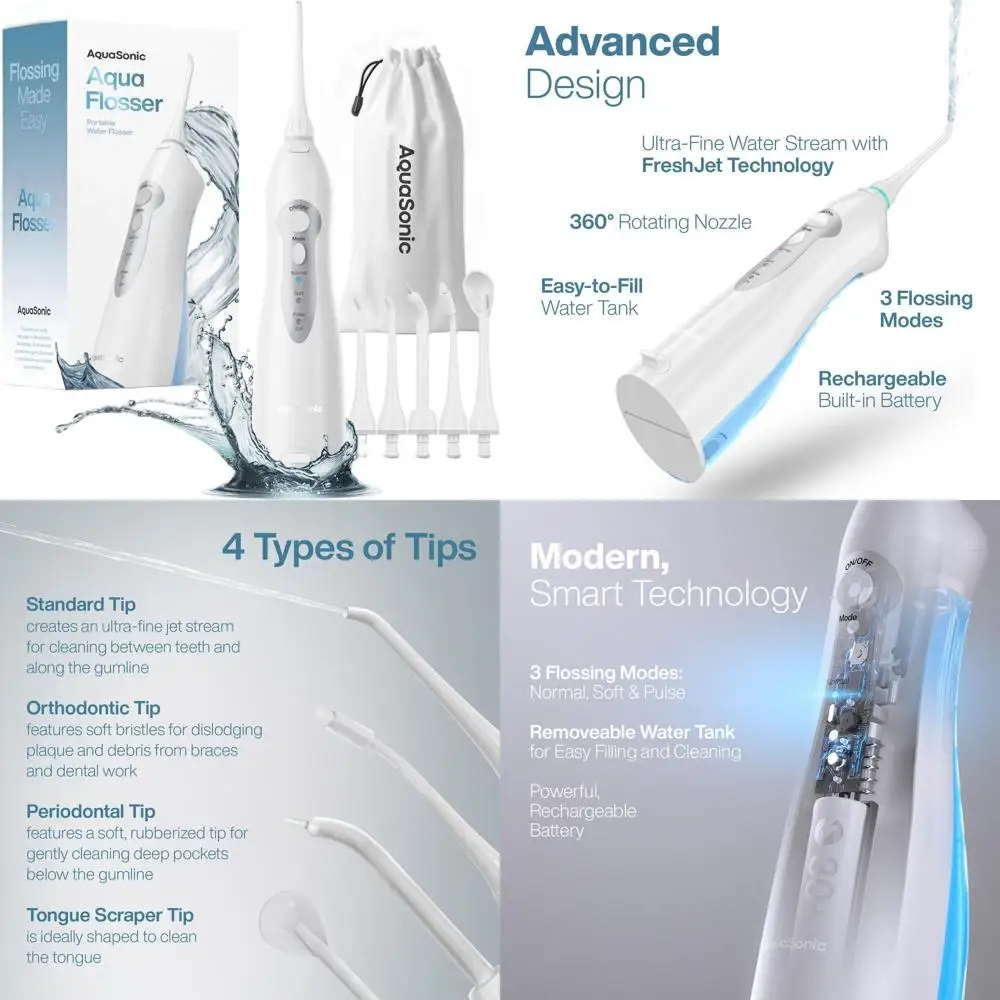 

Портативный перезаряжаемый ирригатор для полости рта - беспроводной зубной ирригатор с 5 насадками для чистки зубов в дороге