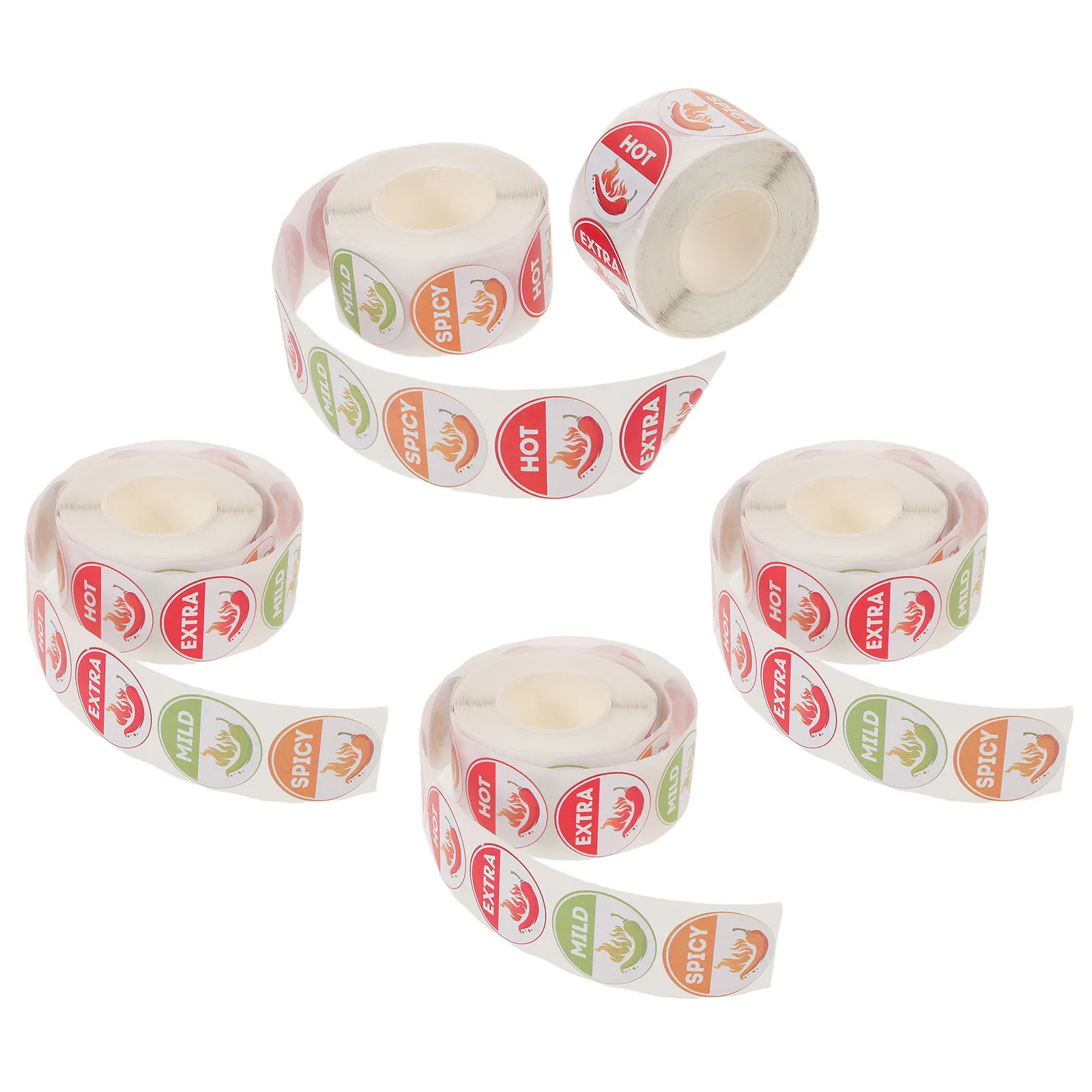 5 قطعة 5 لفات 4 مستويات ملصقات حارة ملصقات توابل مستديرة للصلصة الساخنة التوابل الجرار الفلفل الحار تحذير الشارات-حذر الطعام