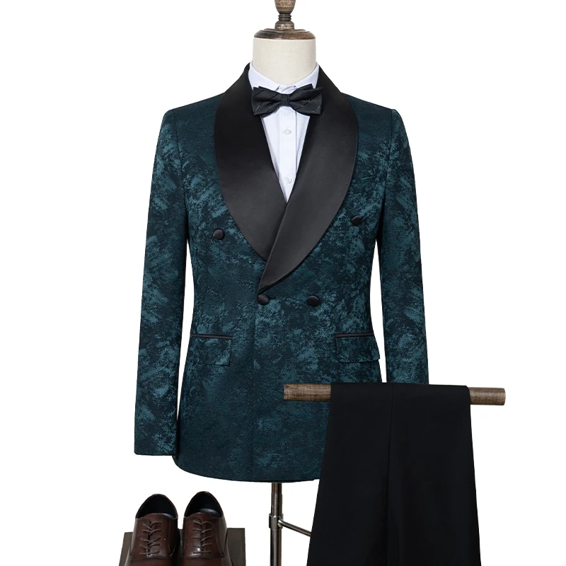 ST cassy luxury shawl collar 2-piece suit set men's party high-end business casual suit groom's wedding dress Jacquard pattern