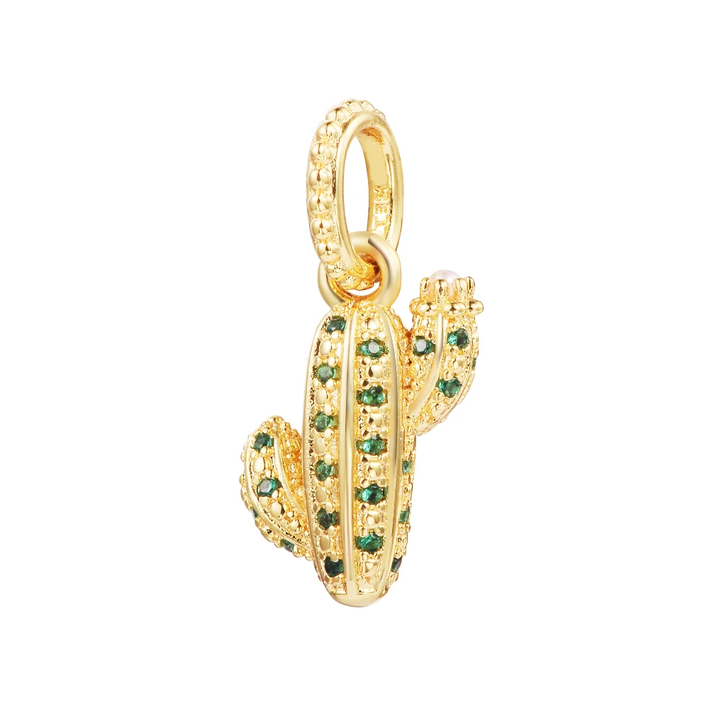 

Shining Desert Cactus Pendant Keychain Women's Jewelry 925 Sterling Silver Charms Woman Kids Fashion Make Up Accessories