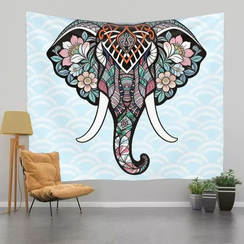 VIKAMA Hippie Chic Tapestry, Universe Elephant Design Dorm Room Accessories view 3