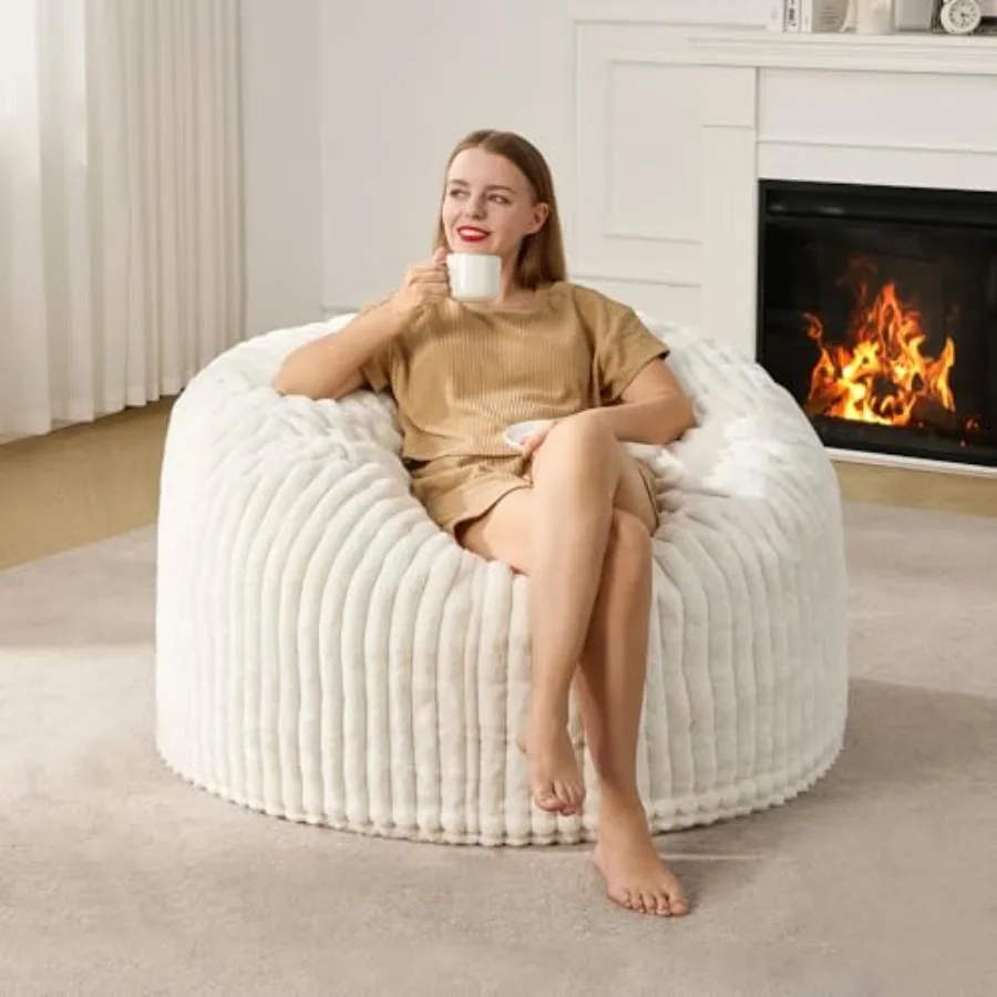 

3Feet Bean Bag Chairs for Adults Large Beanbag Chair with Stripe Plush Cover Big Bean Bag Chair for Living Room Bedroom Dorm Of