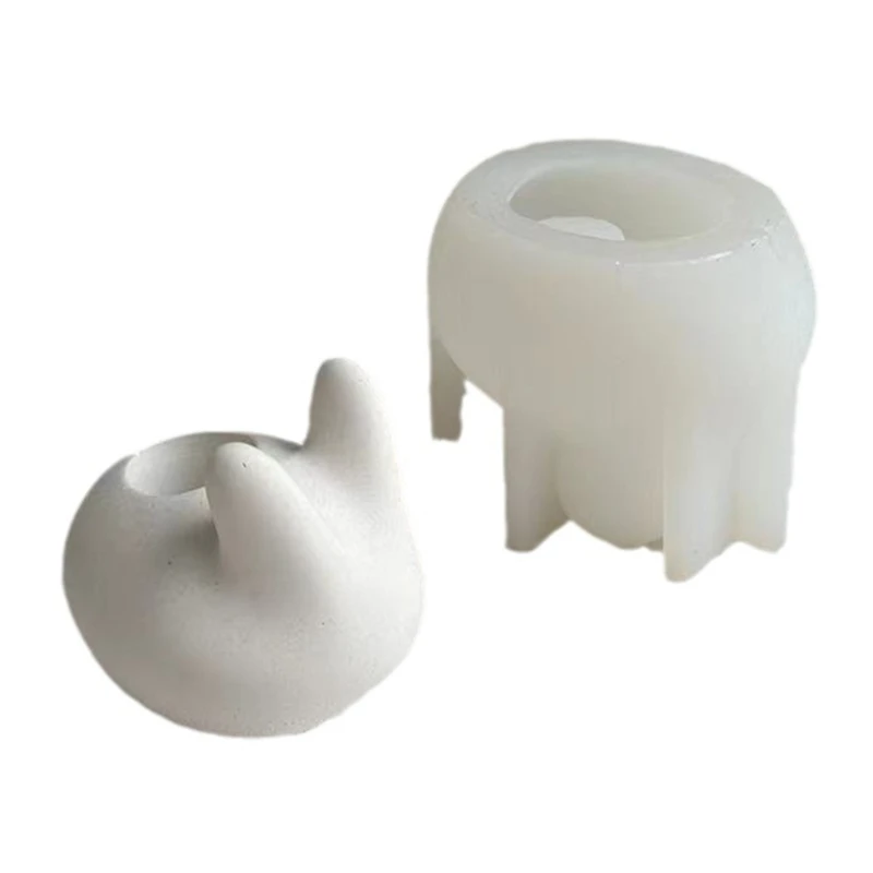 Rabbit Holder Mould Toothbrush Holder Bracket Silicone Mold Gypsum Cement Pen Insertion Molds D5QB