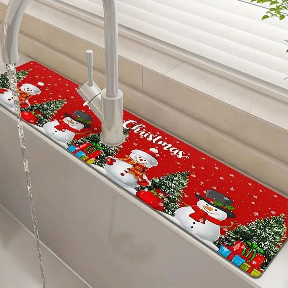 VIKAMA Christmas Water Tank Faucet Absorbent Pad Quick Dry Anti-slip Bathroom and Kitchen Absorbent Pad