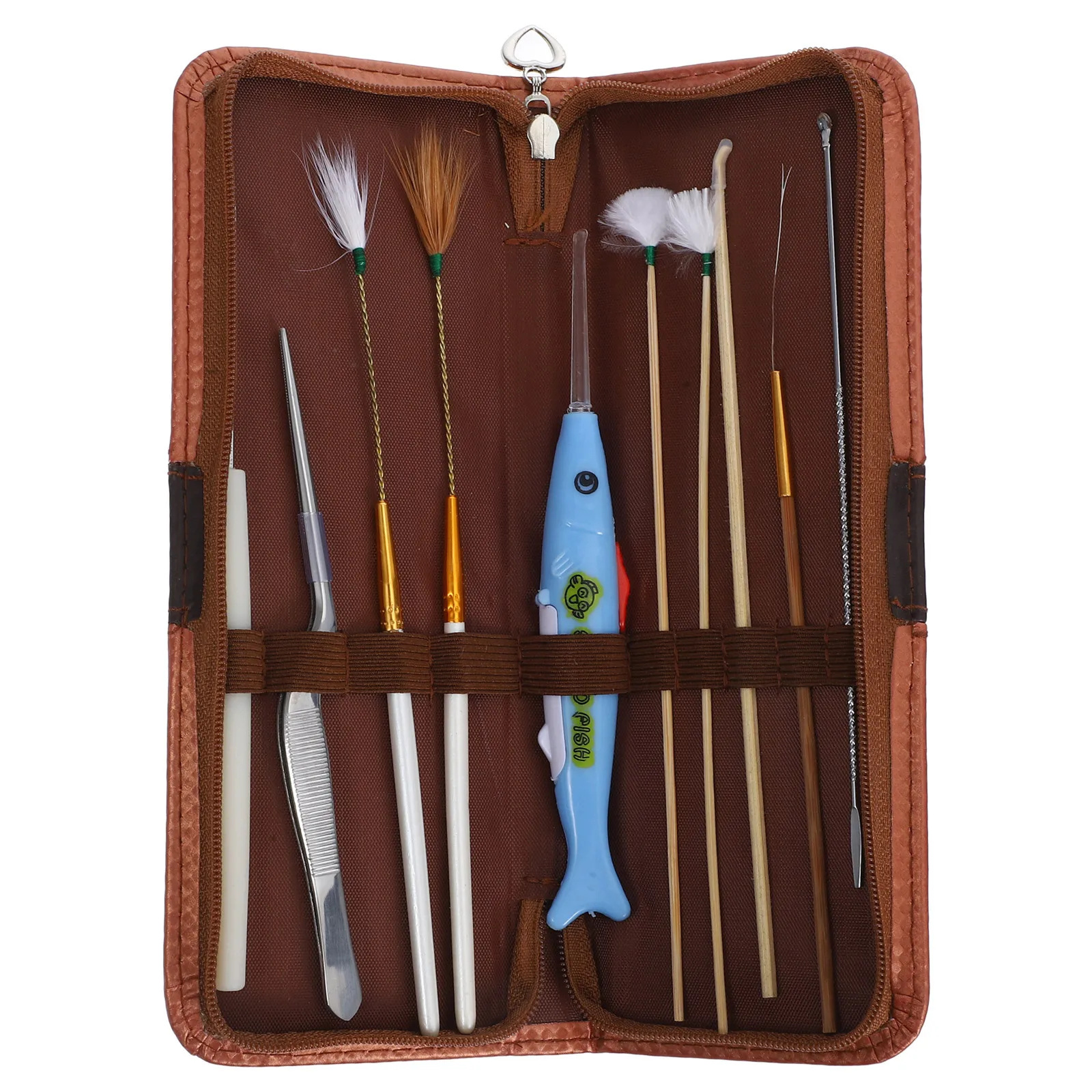 

1Set Stainless Steel Ear Pick Set Earwax Removal Spiral Ear Spoon Kit Plastic Handle Skid Resistance with PU Pouch Portable