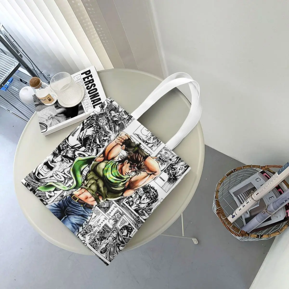 Jojo Bizarre Adventure Joseph Joestar Shopping Bags Canvas The Tote Bag Folding for Women Shoulder Tote Travel Handbag