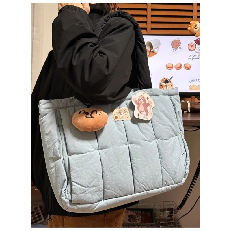 

JIAERDI Lightweight Puffy Blue Shoulder Bags Women New Harajuku Soft Comfortable Tote Bag Hot Girls Large Capacity Handbag Y2k