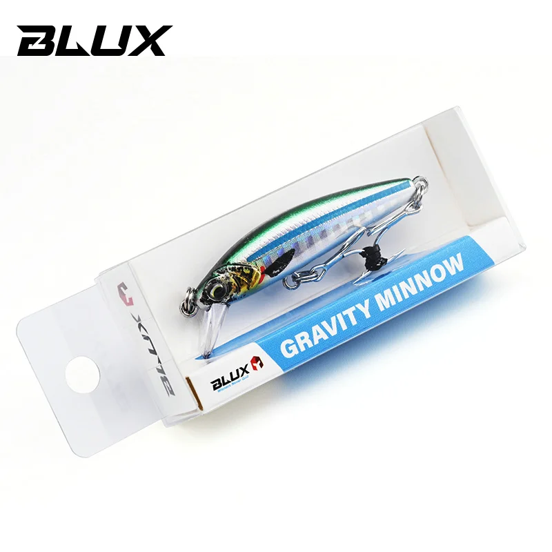 BLUX Gravity Minnow 50mm 4.3g Long Cast Heavy Shinking Fishing Lure Wobbler Freshwater Saltwater Bass Pike Hard Plastic Bait