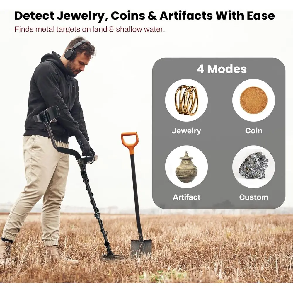 Metal Detector with Weatherproof Design, Large LCD Display, and Sensitive Detection Features, Ideal for Both Beginner