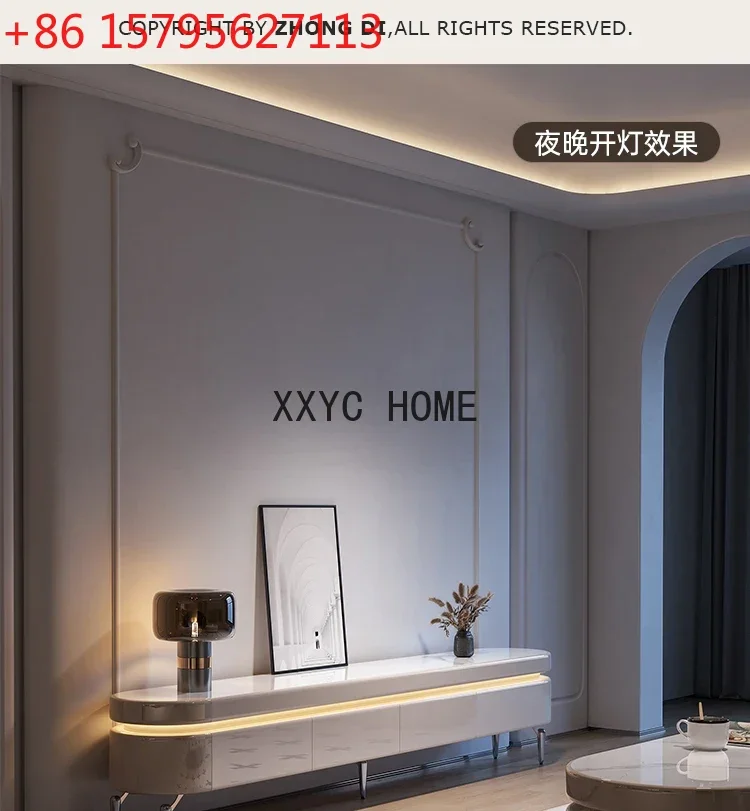 

Комплект: Тумба под ТВ и журнальный столик в стиле крем, с каменной столешницей, в стиле лёгкой роскоши