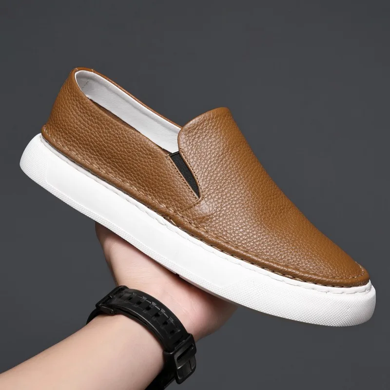

leather loafers shoes for man luxury casual sneakers for men's loafers and slip-ons footwear skateboard street dance