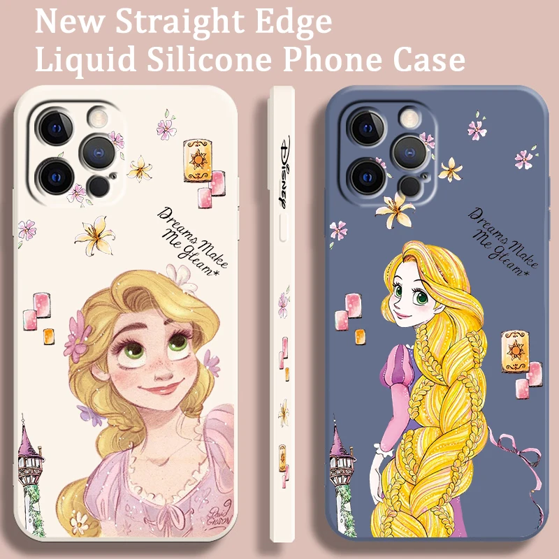 Princess Tangled Rapunzel Liquid Left Rope For Apple iPhone 15 14 13 12 11 XS XR X 8 7 SE Pro Max Plus Mini Phone Case