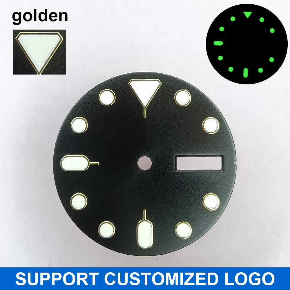 Dial 28.5Mm Dial Bercahaya Cocok untuk Modifikasi Bagian Perakitan Jam Tangan Mekanis Pergerakan NH-36 LOGO/Nama Kustom