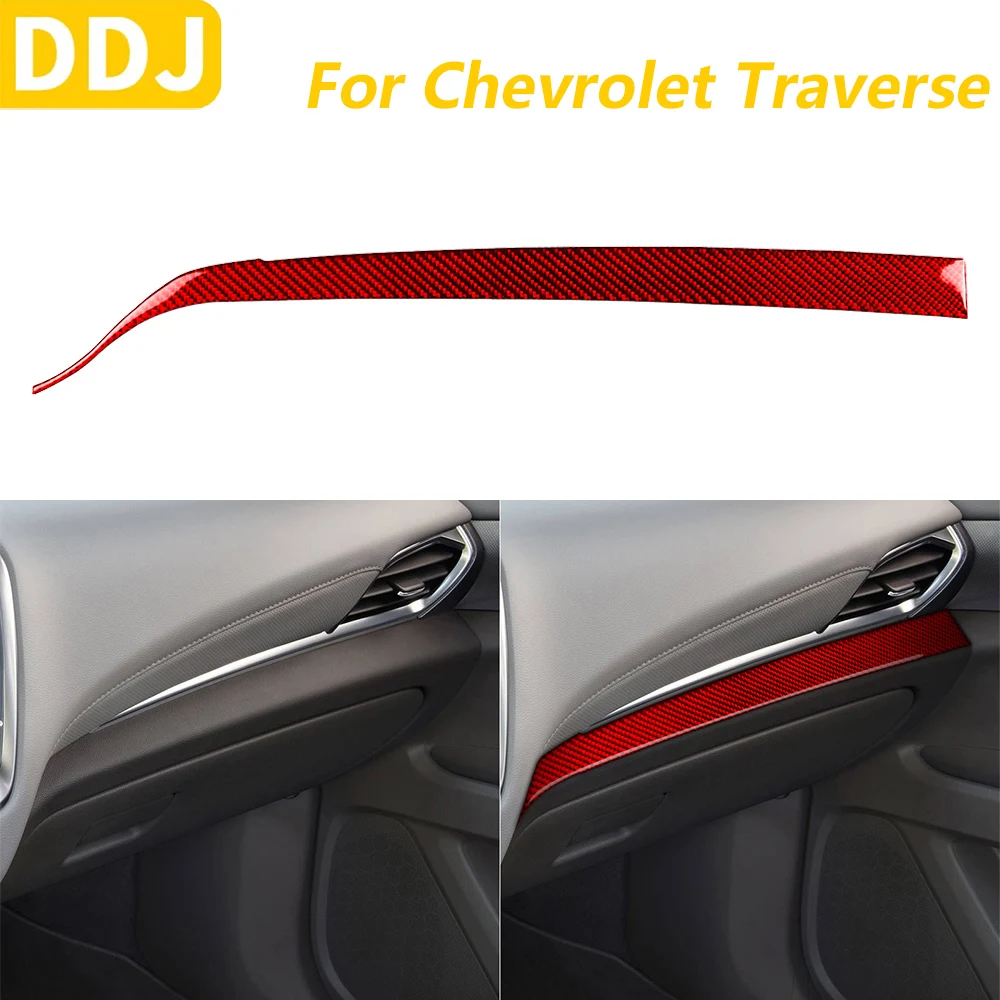 

For Chevrolet Traverse RS LT 2018-2023 Red Carbon Fiber Co-pilot Dashboard Panel Instrument Trim Strips Car Accessories Sticker