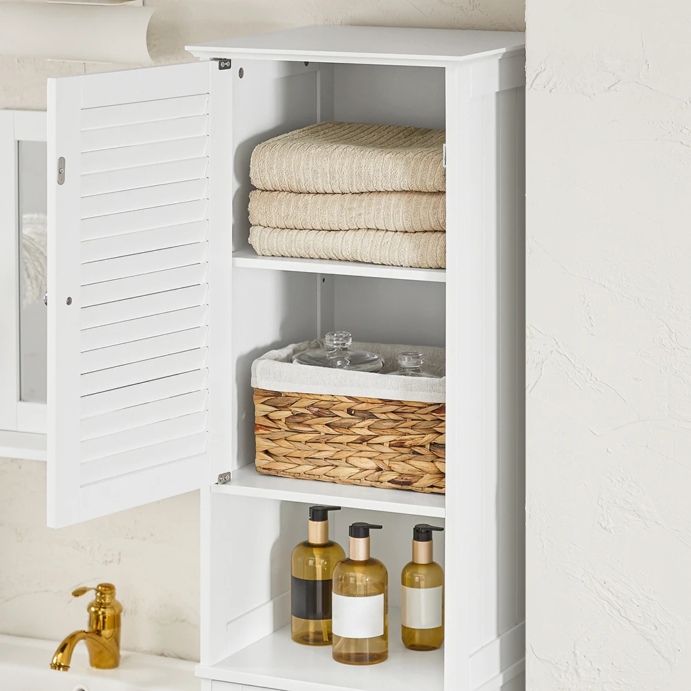 SoBuy BZR124-W Hochschrank mit ausklappbarem Wäschesack Badezimmer Schrank Badschrank schmal Wäscheschrank Badregal – Detail 10