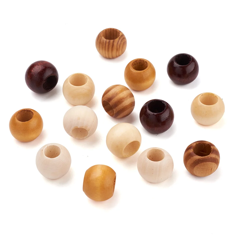 1Set 19mm 20mm Large Hole Wooden Spacer Beads Natural Rondelle Round Wood Beads for Bracelet  DIY Jewelry Making Hole: 9-10mm