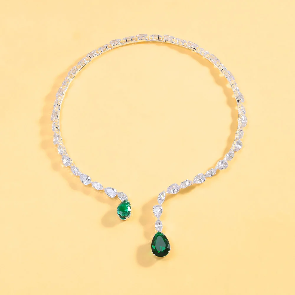 Luxury Water Drop Collar Necklace Pendant for Women High Quality Jewelry Elegant Pendant Zircon Open Necklace Choker Adjustable