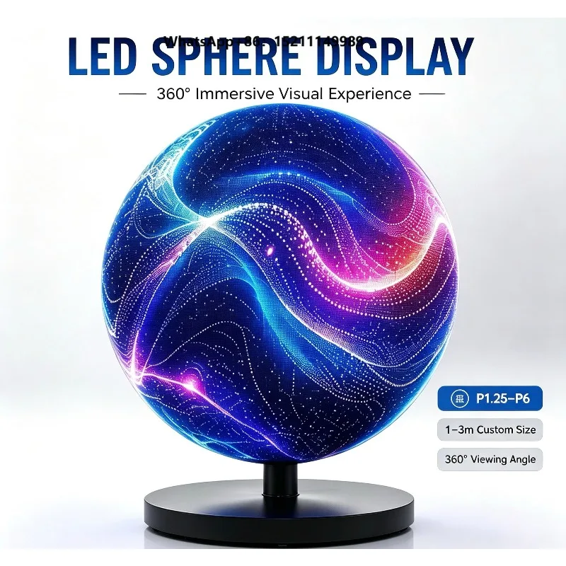 LED Sphere Display Spherical LED Display Screen 360° Full Color Indoor Outdoor LED Sphere Ball Screen P1.25-P6 Custom Size