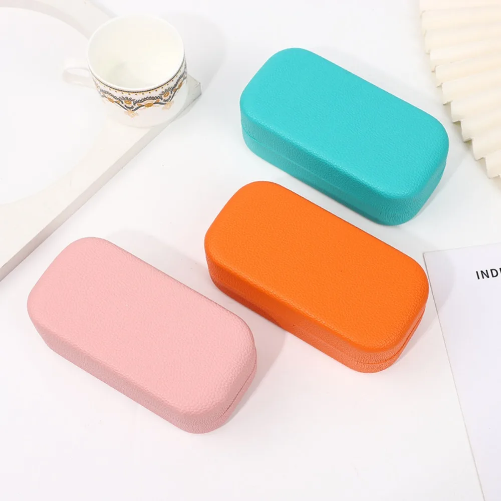 

Leather Sunglasses Box Fashion Solid Color Anti-stress Eyewear Case Waterproof Sunglasses Case Women