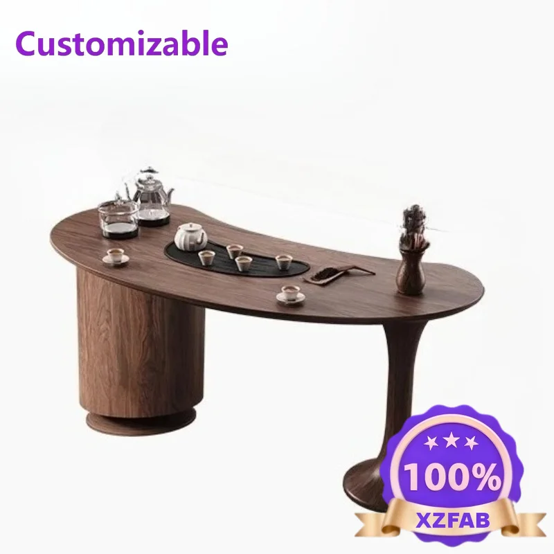 Factory Direct 2026 Top  tavolo da tè in legno massello tavolo da tè balcone piccolo appartamento tavolo da tè curvo combinaz