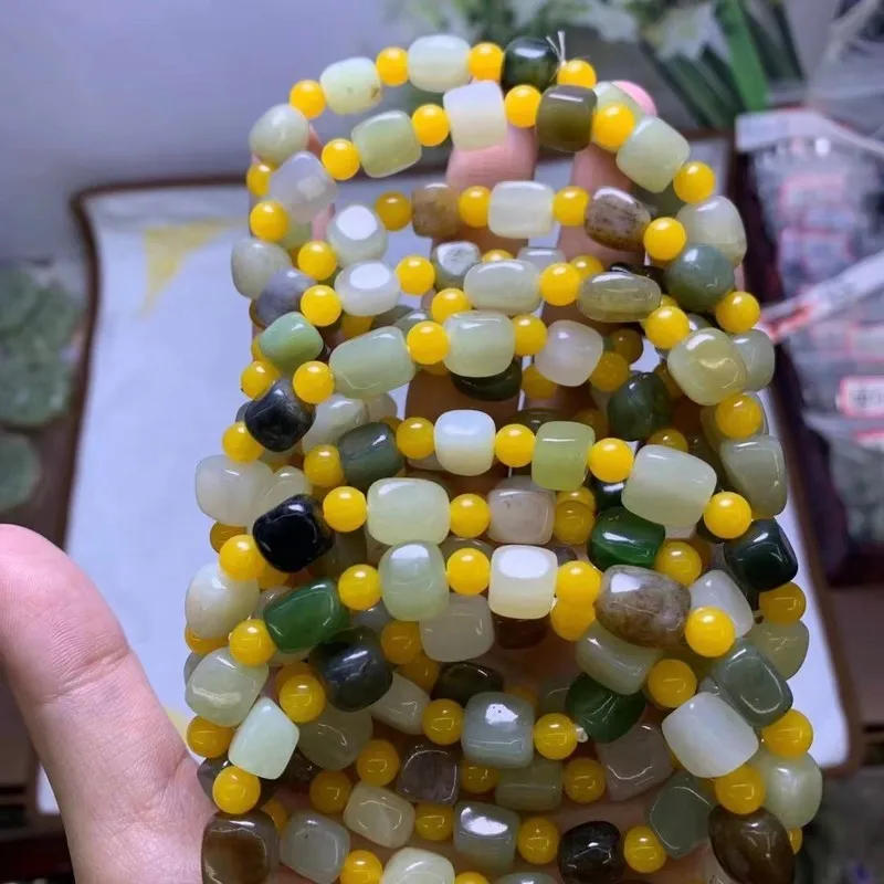 Natural Three-Color , Freeform , Russian Hetian Jade Bracelet
