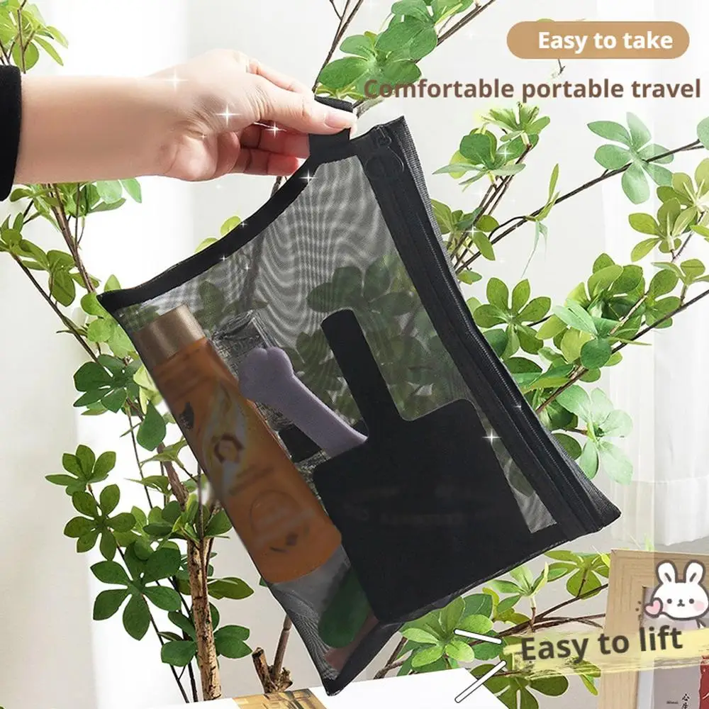 Borsa per cosmetici trasparente in rete portatile Custodia per trucco Articoli da toeletta da viaggio Crea organizer con cerniera Custodia da donna Lavaggio bellezza T9A4