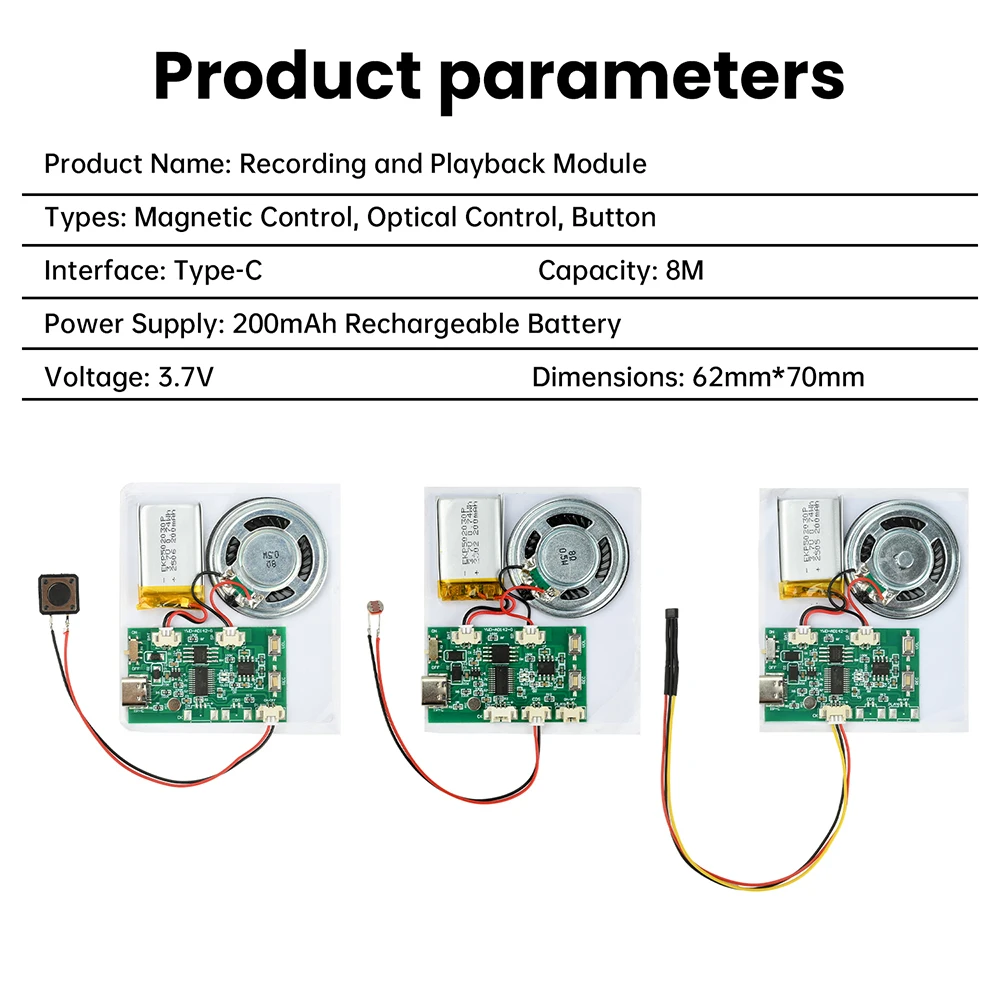 Recording Card Movement Creative Gift Box Christmas birthday Card Music Cover 8M MP3 Download Voice Module TYPE-C with Speaker