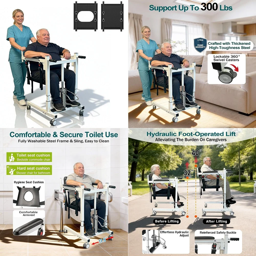 

Lift Transfer Chair, Portable Wheelchair for Car and Bed Transfer, Height amp Width Adjustable Lift Assist Transfer Chair, Home