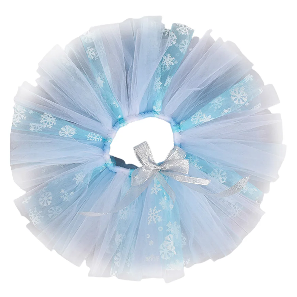 

1Pcs Little Girls Snowflake Style Gauze Skirt Comfortable Elastic Waist Tulle Pettiskirt for Dancing Photography