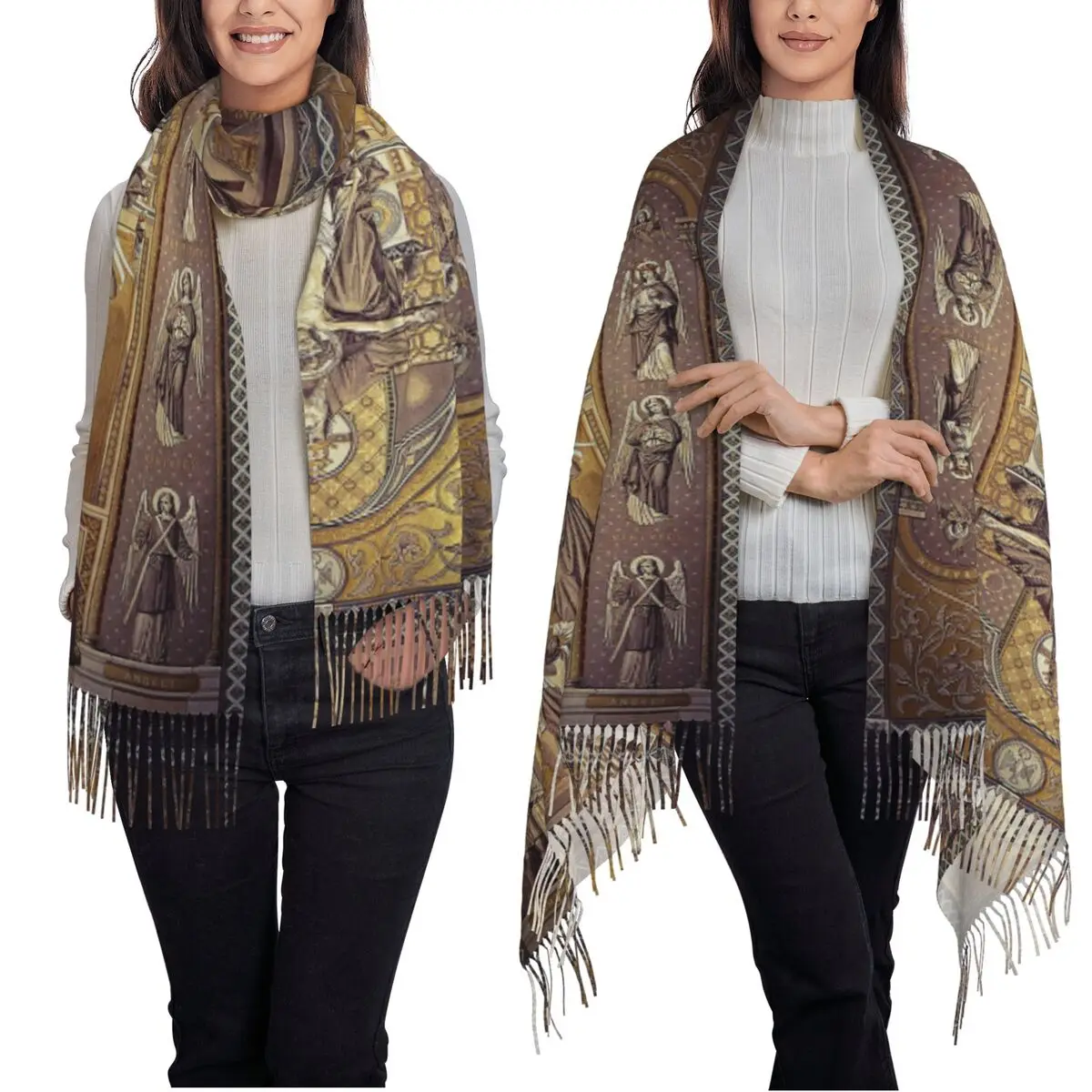 مقبرة متقاطعة كريستيان قديمة في مقبرة الصليب يسوع وشاح شرابة الأوشحة للنساء شالات ويلتف شال خريف وشتاء كبير