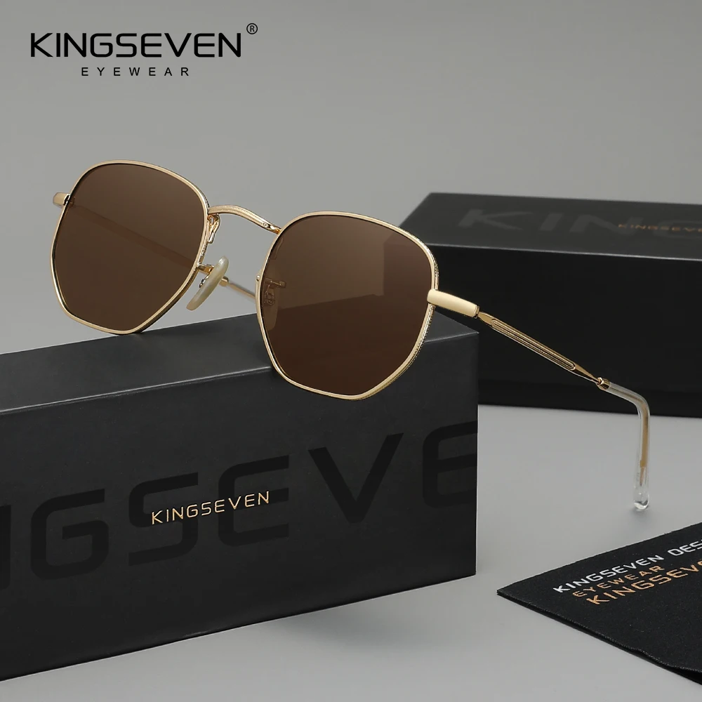 

KINGSEVEN оригинальные модные многоугольные солнцезащитные очки для мужчин и женщин, поляризационные защитные очки UV400, круглая оправа, уличные повседневные очки