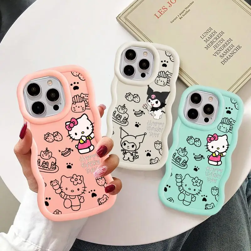 Sanrio Kuromi Hello Kitty Phone Case for OPPO A5 A9 2020 A5s A7 A11 A12 A15 A15s A16e A16k A17k A31 A32 2020 A33 A53 A54 A58 4G