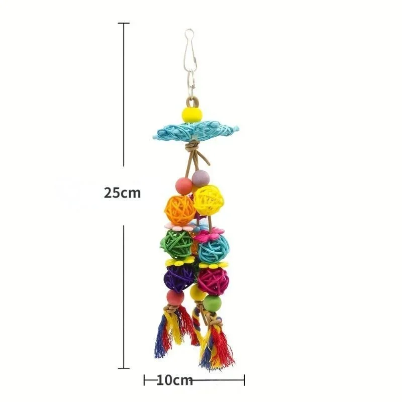 Bird Parrot Swing Toys Star Rattan Ball Shaped Bite Toy Bird Chewing Toy Bird Cage Hanging Decor Accessories Random Color