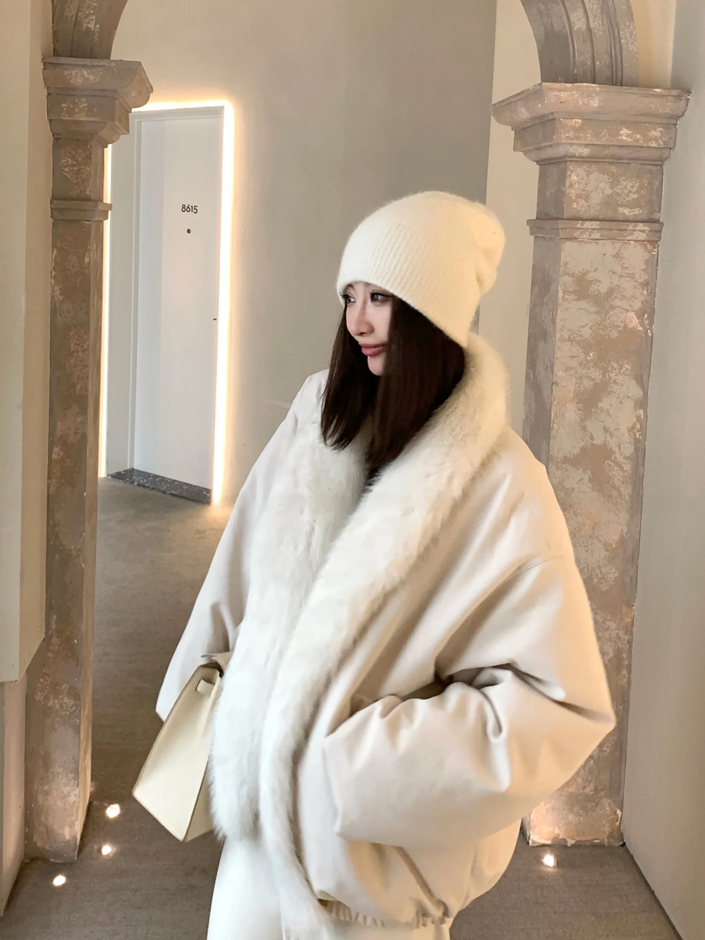 

GV Big Brother Luxury Winter Puffer Jaet Women's Coat 90% White Du down Fur Collar Quilted Warm Top for Autumn And Winter