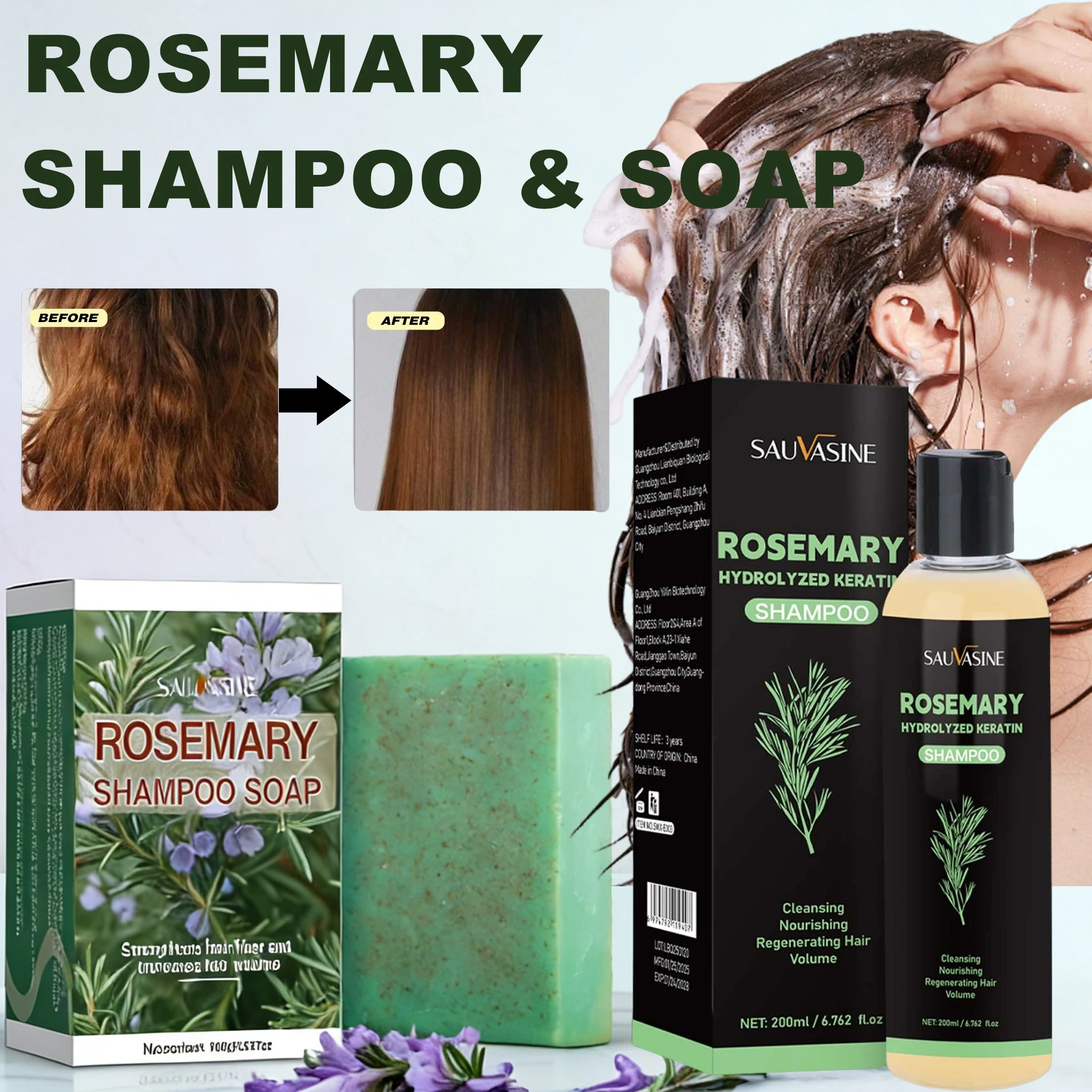 

Rosemary Shampoo & Soap For Hair Growth Volumizing Smoothing Bars Strengthening Thickening Hair Care Shampoo for All Hair Types