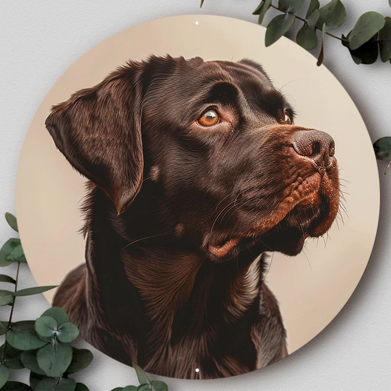 Aluminium metalen bord, hond patroon 2D platte ronde krans teken, Wall Art Home Decor, cadeau voor hondenliefhebbers, decoratieve muurposter