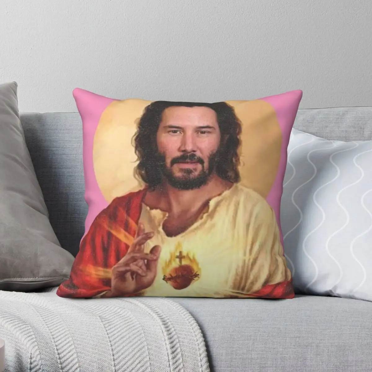 Keanu Reeves Lord Saviour Square Pillowcase Polyester Linen Velvet Printed Zip Decorative Pillow Case Car Cushion Case