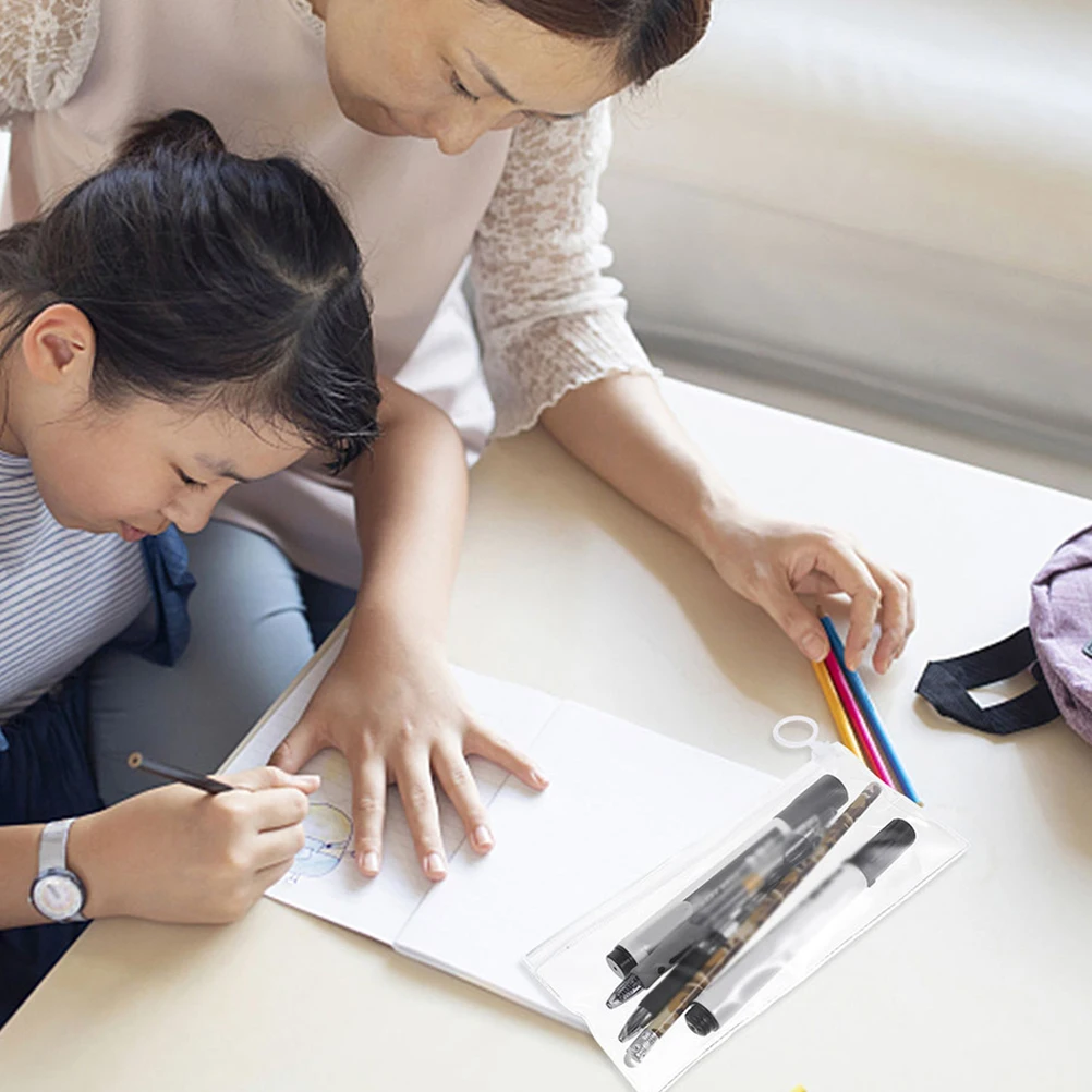 

50Pcs Transparent Stationery Bags Large Capacity Pencil Cases Clear Zipper Pen Pouches Portable School Pen Bags Organizer