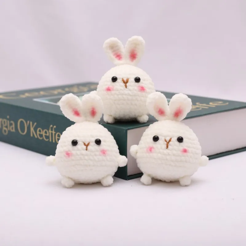 Finished Handmade Crochet Yarn Doll Pendant Cute Bunny Doll Yarn Knitted Keychain Backpack Pendant Holiday Gift Children's Gift