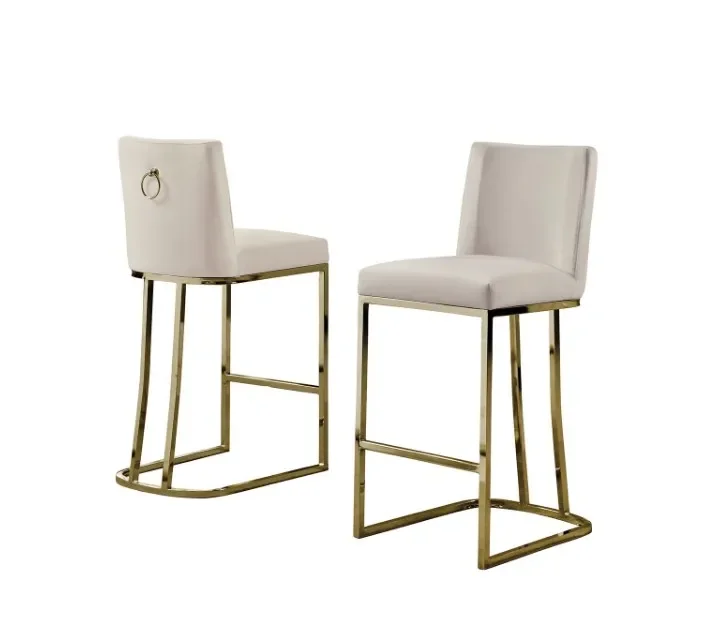 

z High Quality Bar Furniture Counter Height Chair with Gold Stainless Steel Base Tufted Velvet Upholstery Bar Stool
