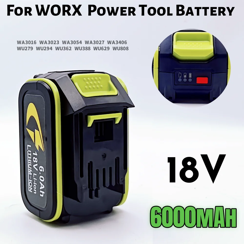 

Worx WA3551 6000mAh Battery 18V Cordless Power Tool Battery WA3572 WA3553 WX390 WX176 WX178 Spare Battery