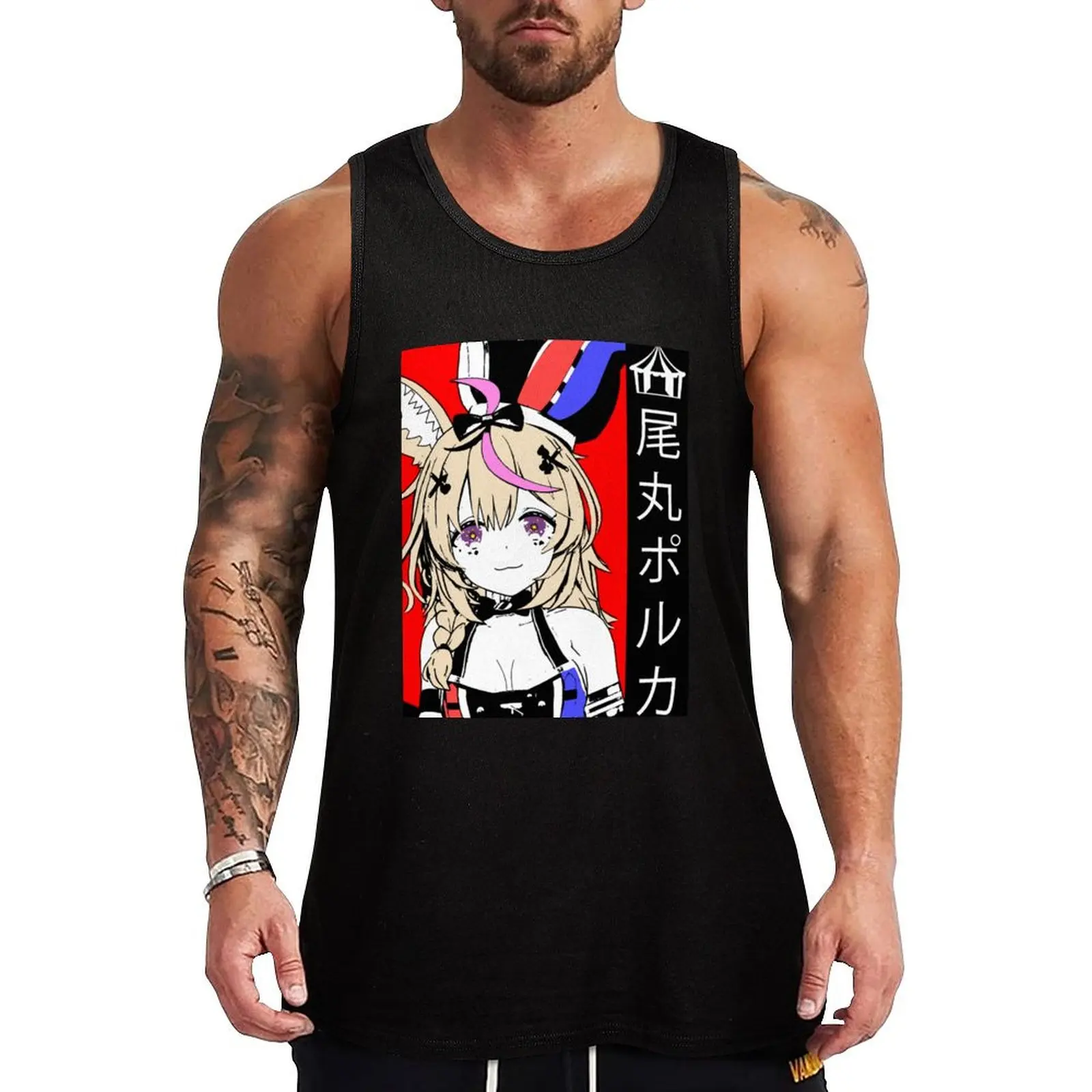 

Hololive Omaru Polka Tank Top mens clothing bodybuilding t shirt Men's clothes