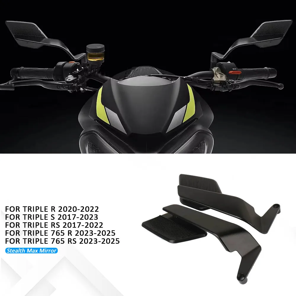 

For Street Triple 765 R RS Motorcycle Mirrors Stealth max Mirror Kits To Rotate Adjustable Mirrors For Street Triple RS S R