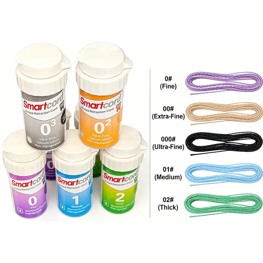 Knitted Cotton Gingival Retraction Cord Disposable 5 Sizes 00 0 1 2 3 Easy Packing Dentist Use