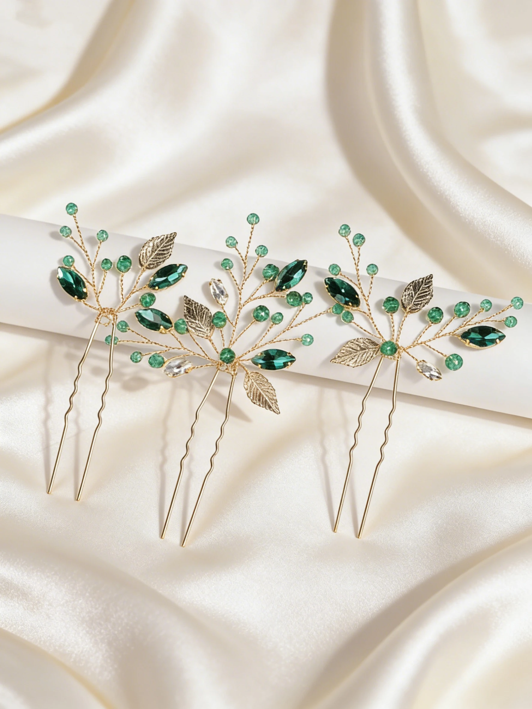 Bridal Hairpin Set, Photo Studio Decoration, Pearl Soft Clay Flower and Leaf Hair Accessories, Wedding Hairpin Headpiece