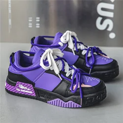 Baskets de skateboard respirantes pour hommes, chaussures de sport de skate, streetwear hip hop, violet, créateur de mode